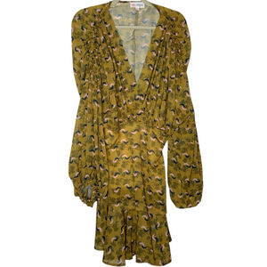 L'atiste min dress with V neckline, voluminous balloon sleeves. Size L NWOT